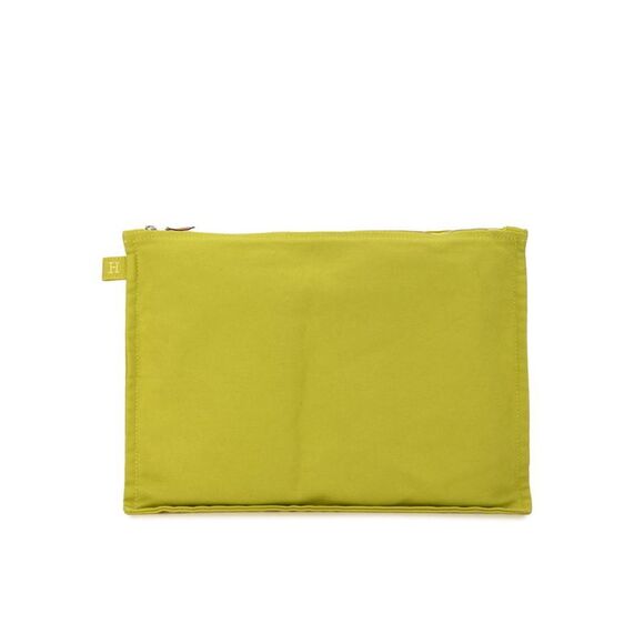 Pre Loved Hermes Lime Canvas Pouch Clutch Women Green Clutch Bags - Picture 2 of 8